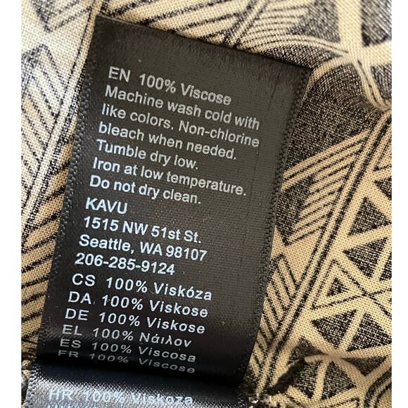 KAVU Tiba Black Beige Geo-Print Pants size Medium - Picture 7 of 10